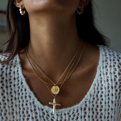 18K Gold Queen Bee Coin Pendant Necklace