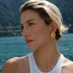 18K Gold Swirl Flower Statement Stud Earrings