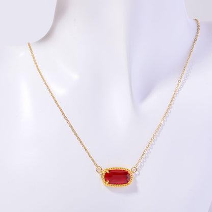 18K Gold Trendy Birthstone Pendant Necklace