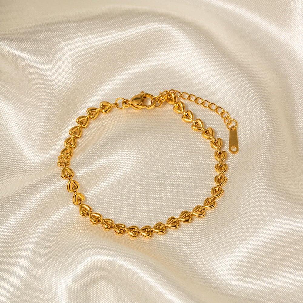 Heart Chain Gold Bracelet