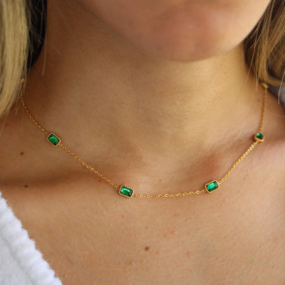 18K Gold Minimalist Emerald Necklace