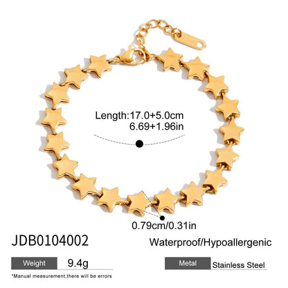 18K Gold Pink Dream Star Tennis Chain Bracelet Stack