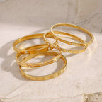 18K Gold Heart Bangle Bracelet