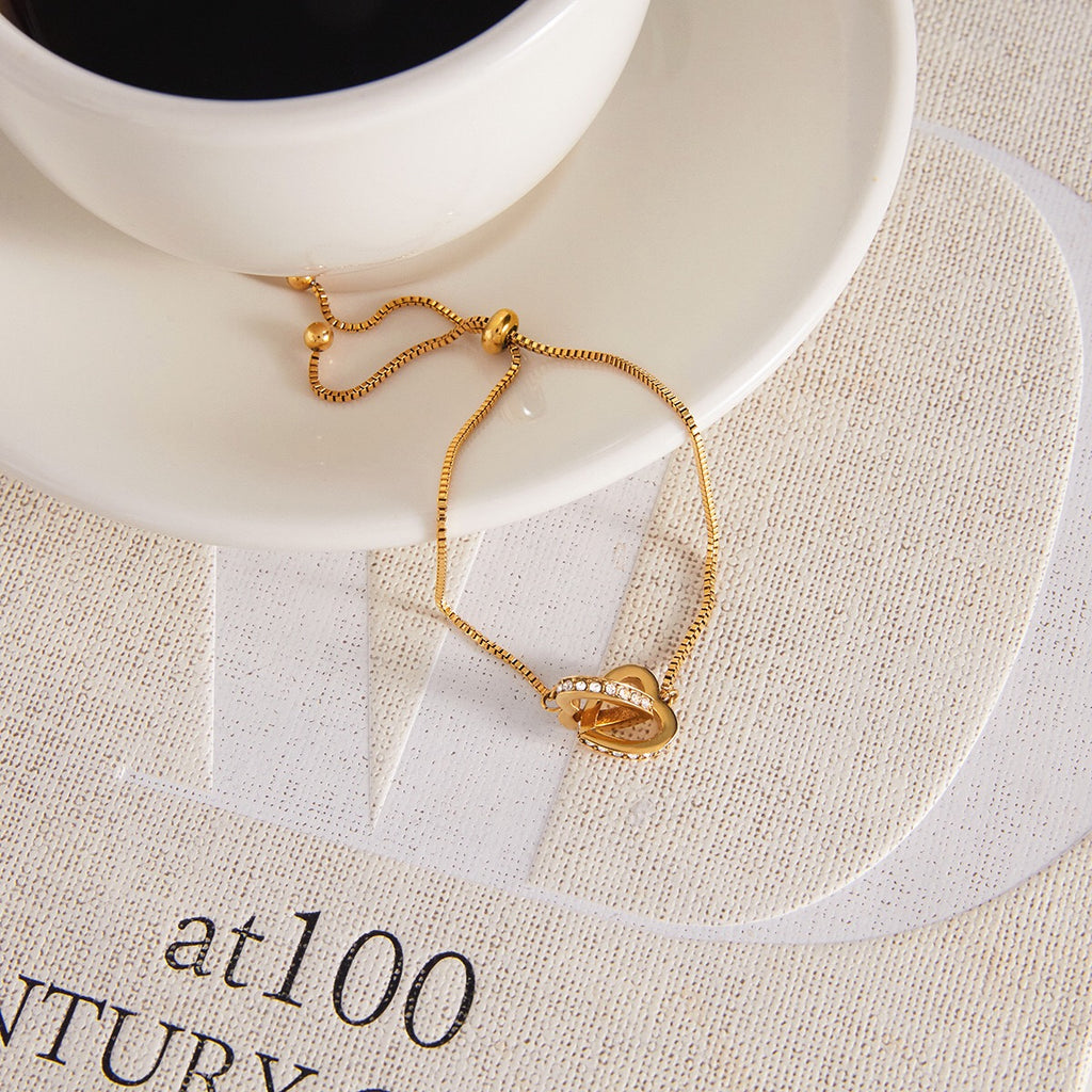 18K Gold Golden Haze Pearl Chain Cuff Bangle Bracelet Stack