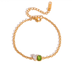 18K Gold Sweet Spark Dainty Chain Color Gem Bracelet Stack