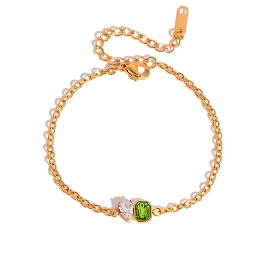 18K Gold Sweet Spark Dainty Chain Color Gem Bracelet Stack