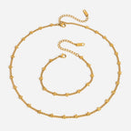 18K Gold Petal Tease Dainty Flower Chain Necklace Jewelry Set