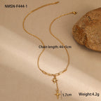 18K Gold Starburst Pendant Chain Lariat Necklace