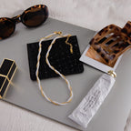 18K Gold Divine Pearl Herringbone Snake Chain Necklace Set
