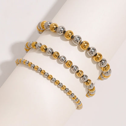 18K Gold and Silver Two Tone Essential Beaded Bracelet