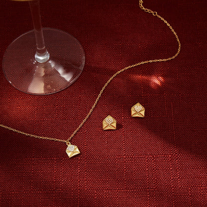 18K Gold Written in Love Bling Heart Pendant Dainty Necklace