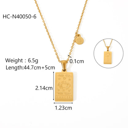 18K Gold Zodiac Plate Pendant Necklace
