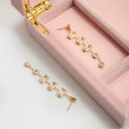18K Gold Allure CZ Long Drop Dangle Earrings