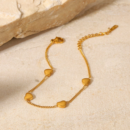 18K Gold Minimalist Heart Bracelet