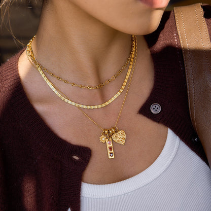 18K Gold Love in Bloom Pink Heart Flower Pendant Charm Necklace