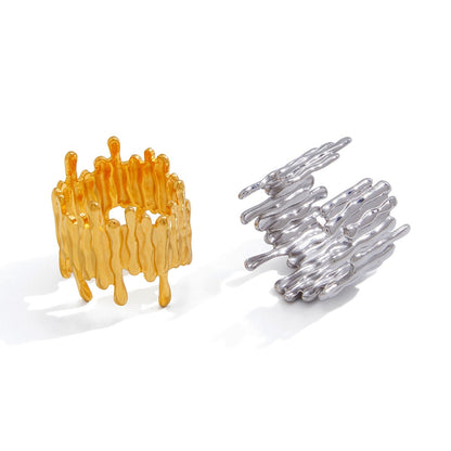 18K Gold and Silver Urban Edge Geometric Band Ring