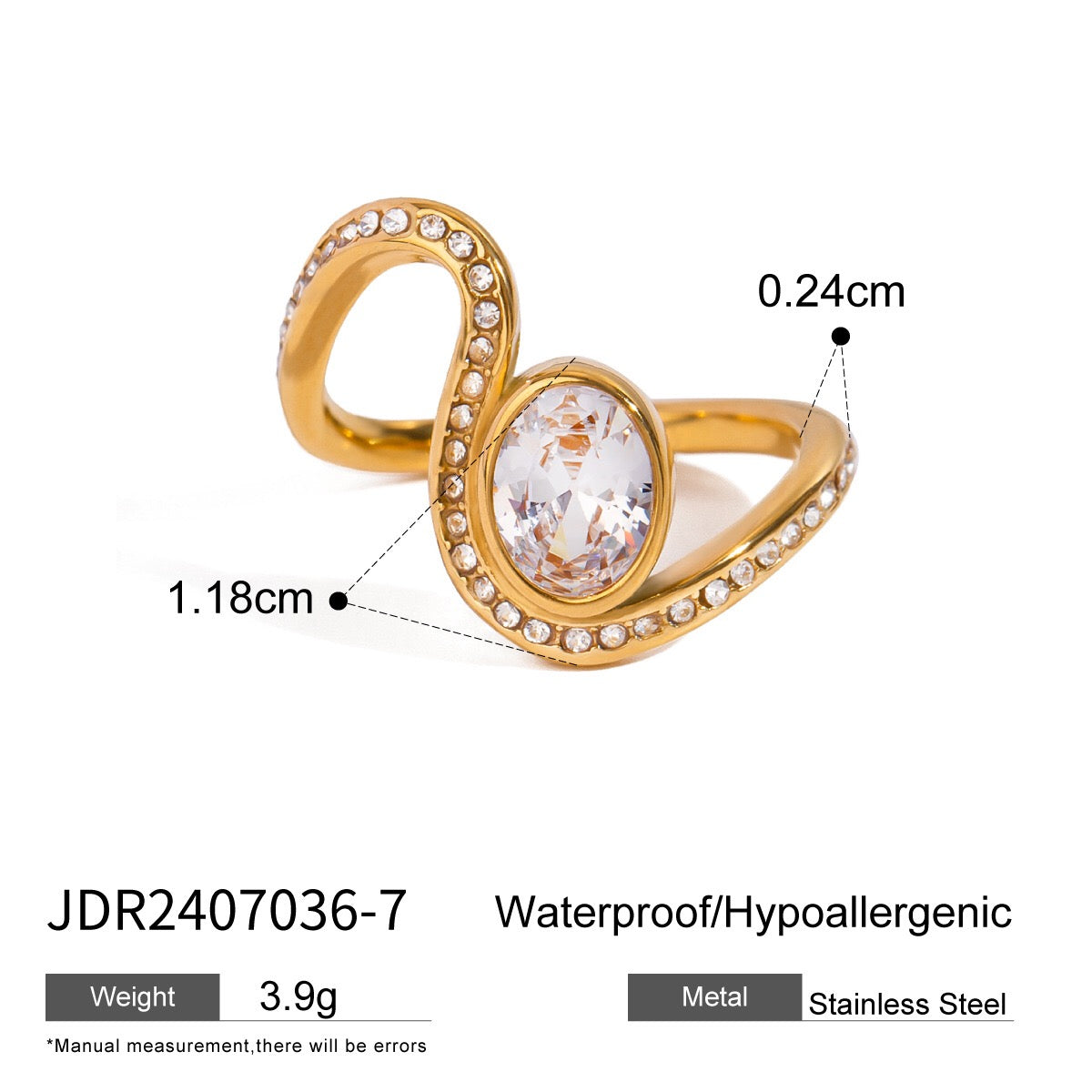 18K Gold Unique Flow Forever Jewel Statement Ring