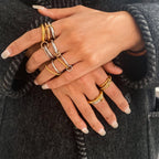 18K Gold and Silver Two Tone Pave Multi Layers Spinelli Stacking Rings