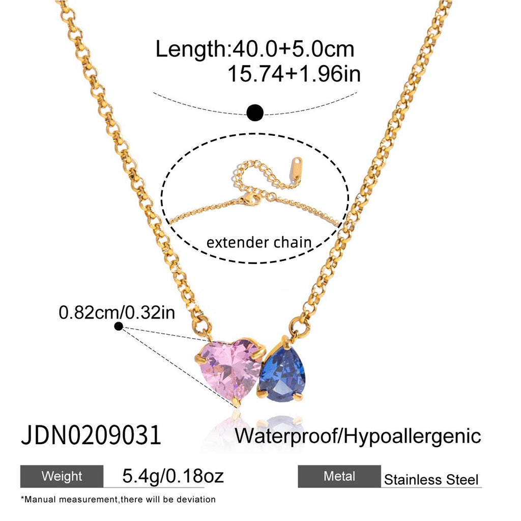 18K Gold Two Souls Dainty Heart Pendant Necklace