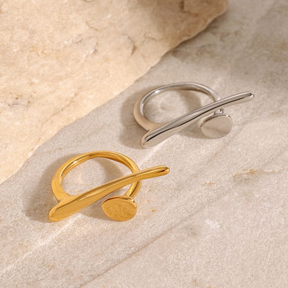 18K Gold Unique Geometric Statement Ring