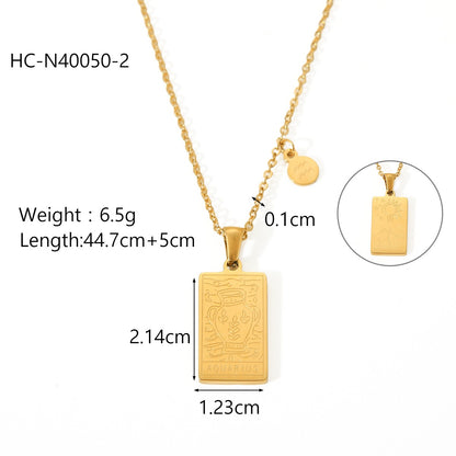 18K Gold Zodiac Plate Pendant Necklace