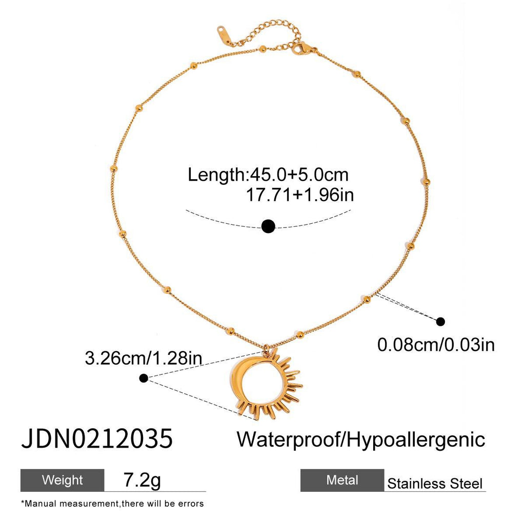 18K Gold Glowing Sun Statement Pendant Necklace