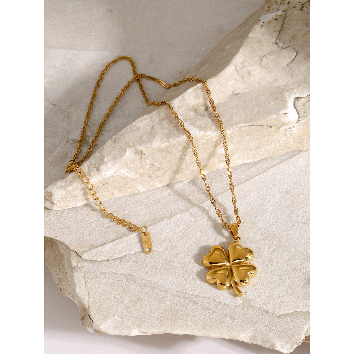 18K Gold Four Leaf Clover Necklace