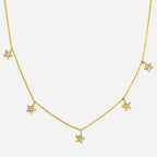 18K Gold Star Flower Dainty Chain Y Shape Layered Necklace Set
