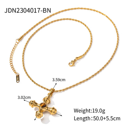 18K Gold Chunky Cross Necklace