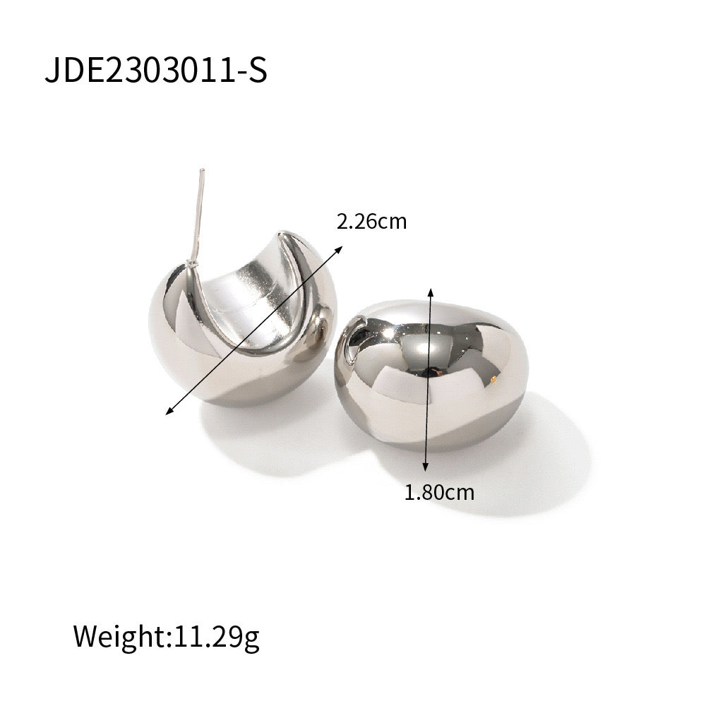18K Gold Chunky Dome Statement Stud Earrings