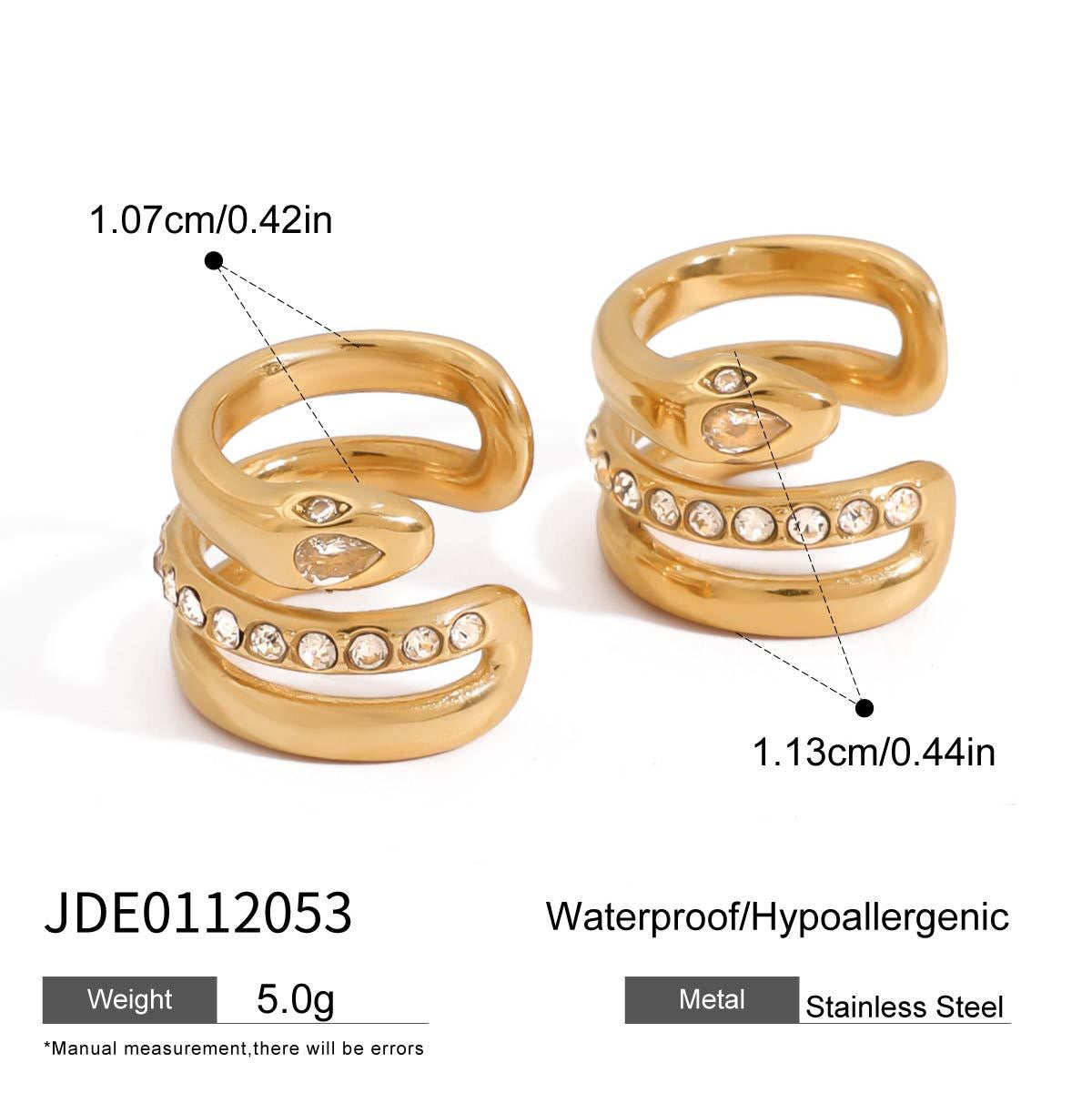 18K Gold Glory Bling Huggie Earrings Ear Cuff Set