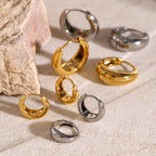18K Gold Classic Dome Small Hoop Huggie Earrings