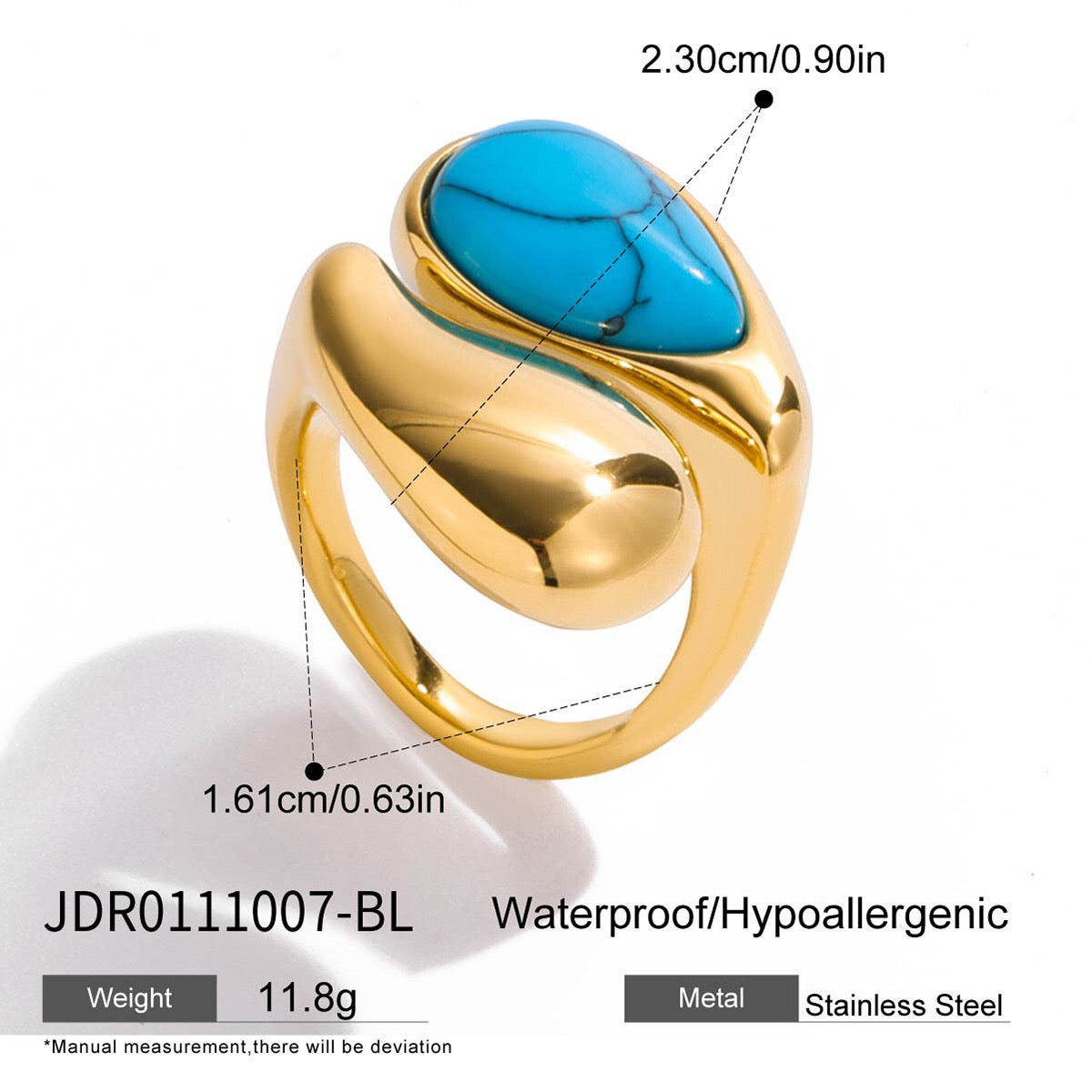 18K Gold Modern Royalty Gemstone Pearl Statement Ring
