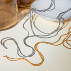 18K Gold Herringbone Chain Layered Lariat Necklace