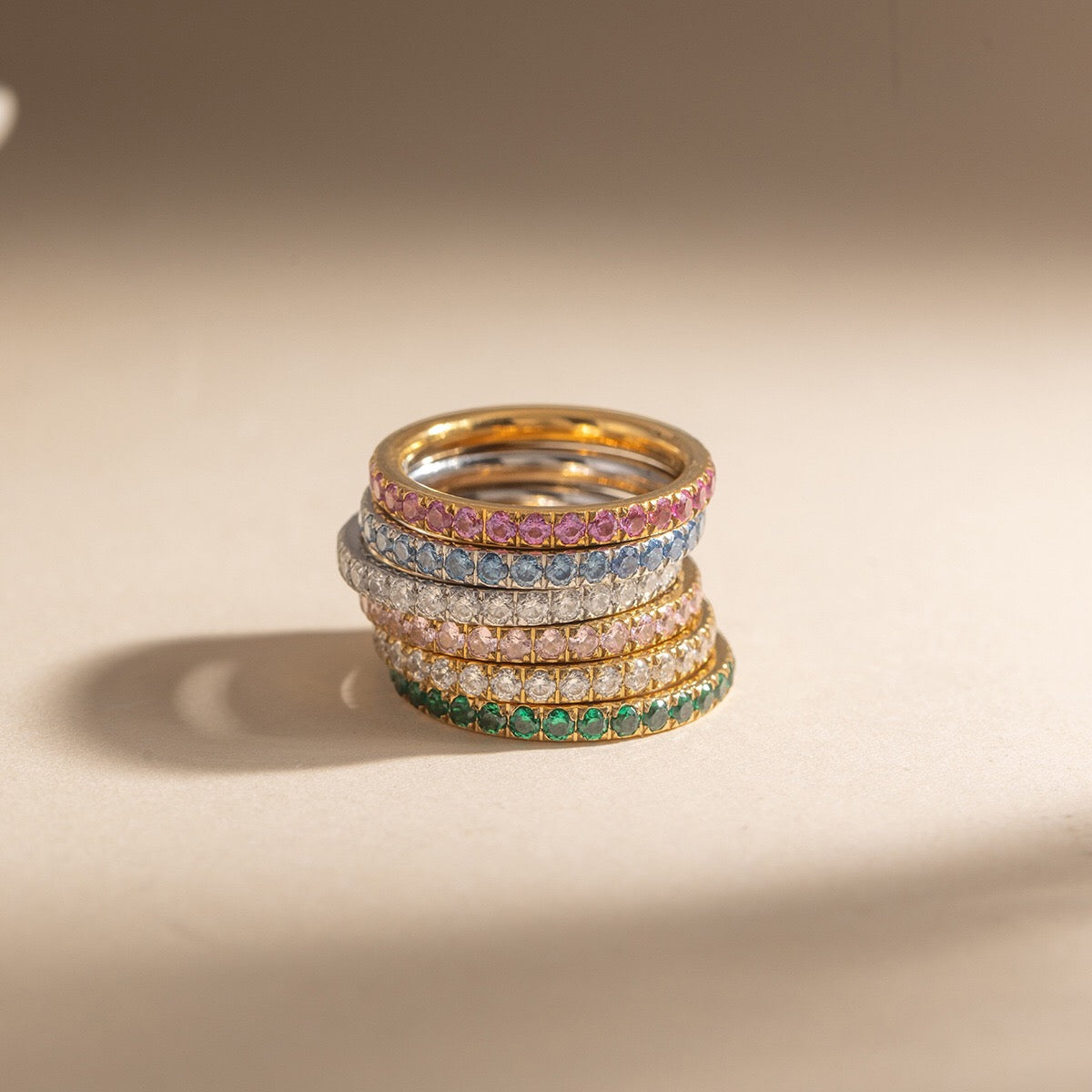 18K Gold and Silver Gem Palette Eternity Ring