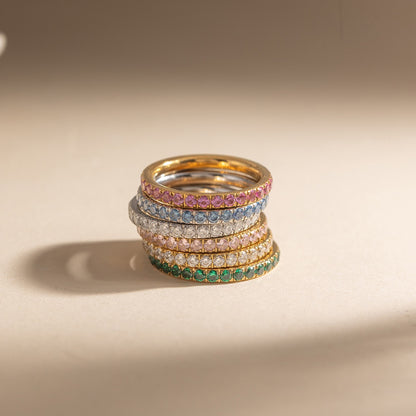 18K Gold and Silver Gem Palette Eternity Ring