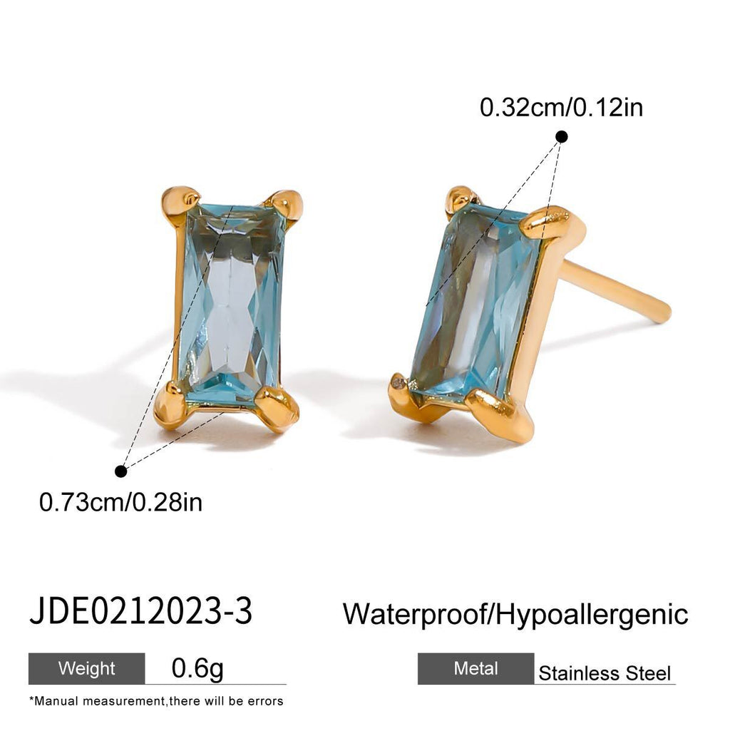 18K Gold Color Birthstone Everyday Cartilage Stud Earrings