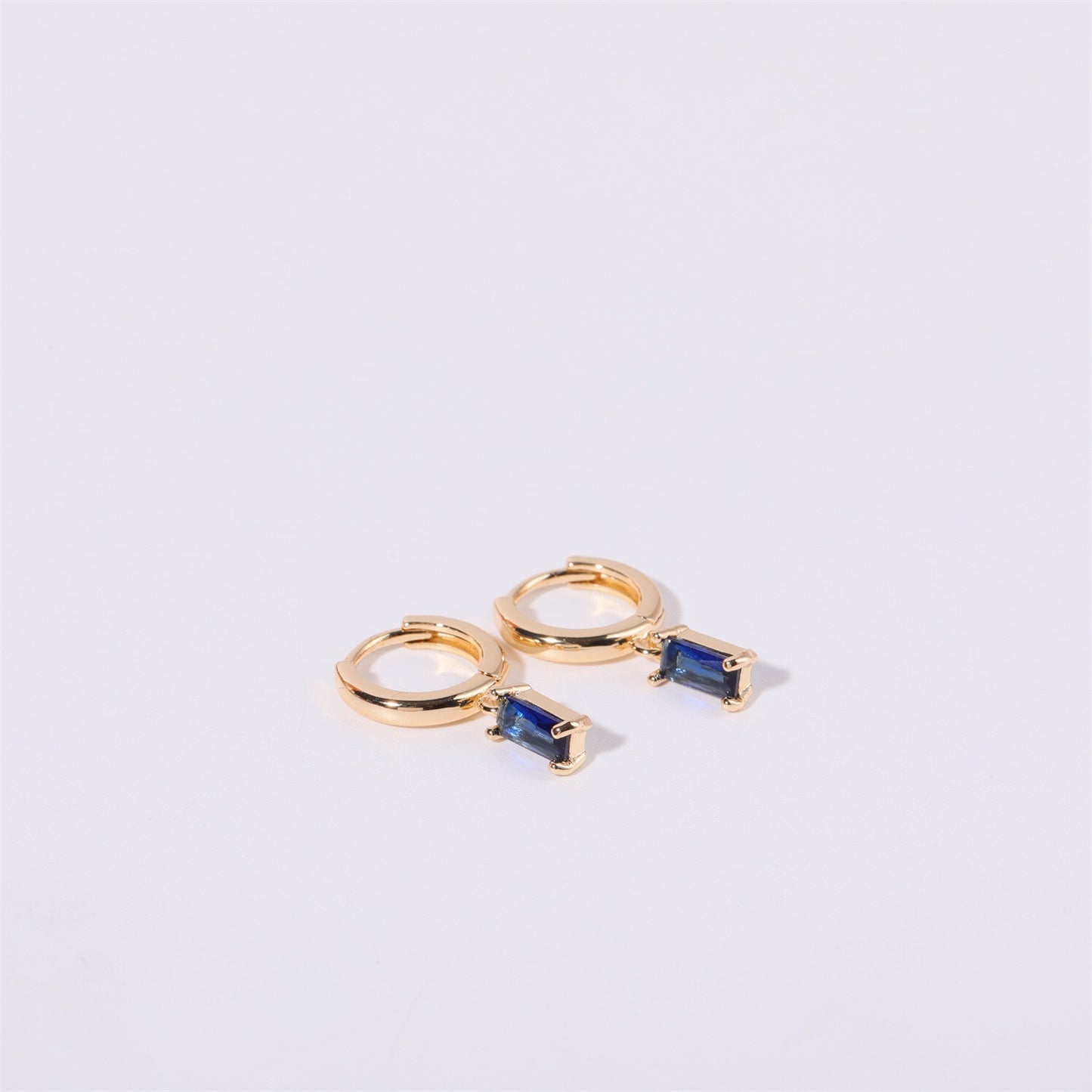 14K Gold Minimalist Birthstone Huggie Earrings