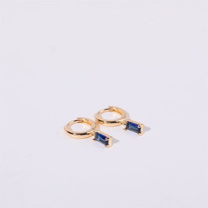 14K Gold Minimalist Birthstone Huggie Earrings