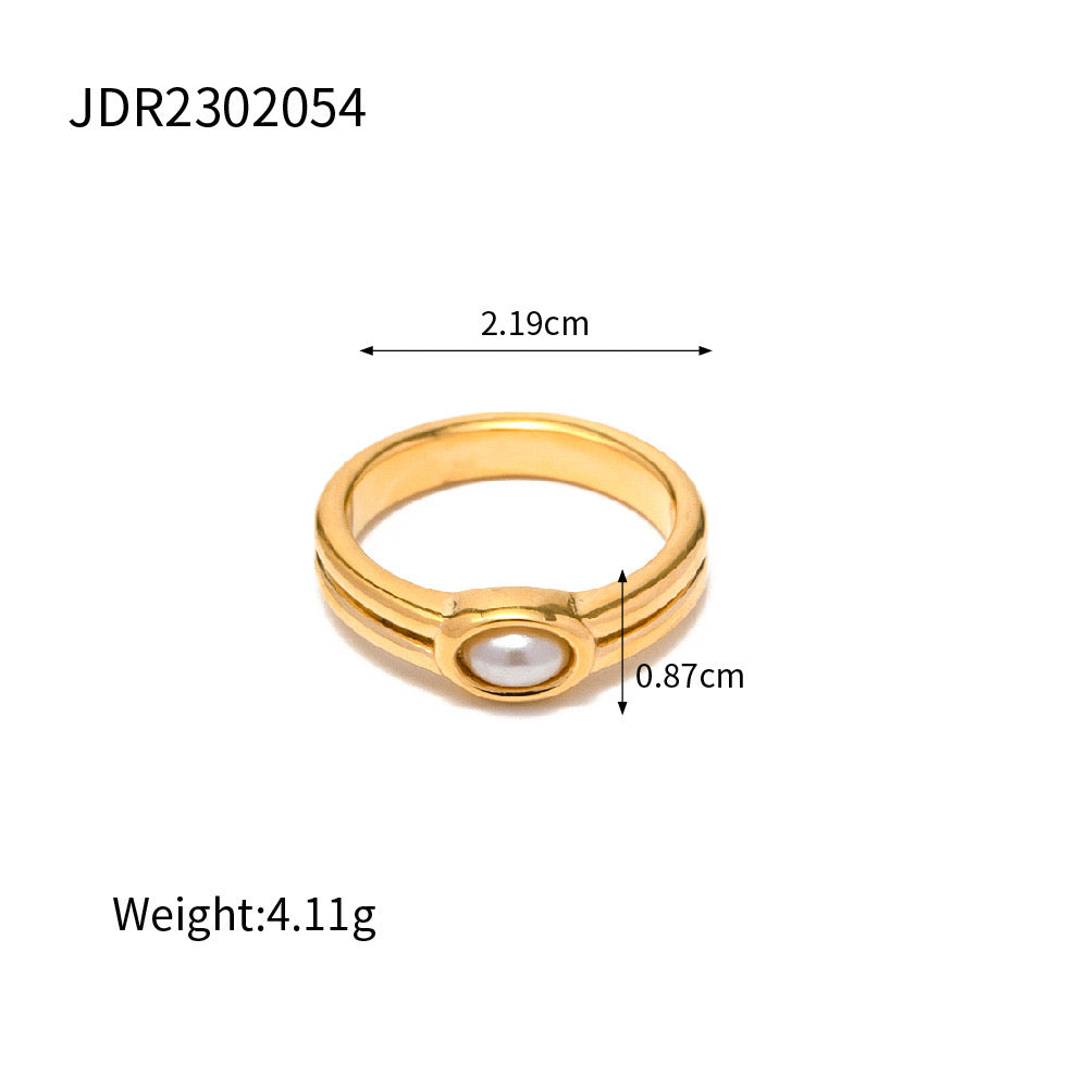 18K Gold Minimalist Elegance Pearl Stacking Ring