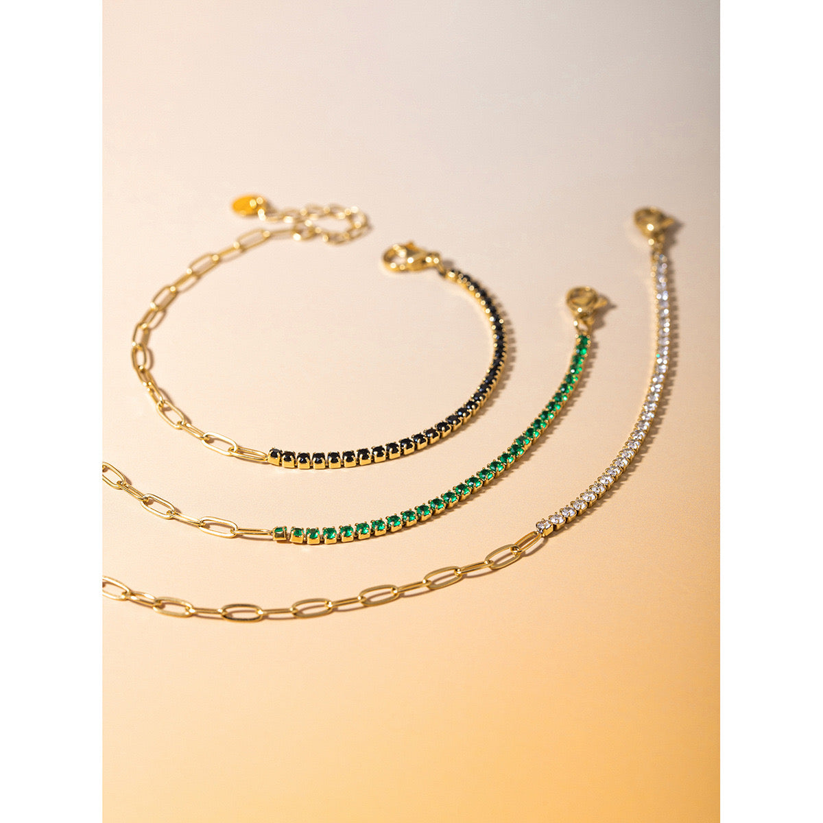 18K Gold Bling Tennis Paperclip Chain Bracelet