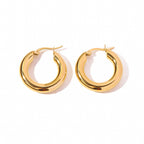 18K Gold Classic Thick Small Hoop Huggie Earrings