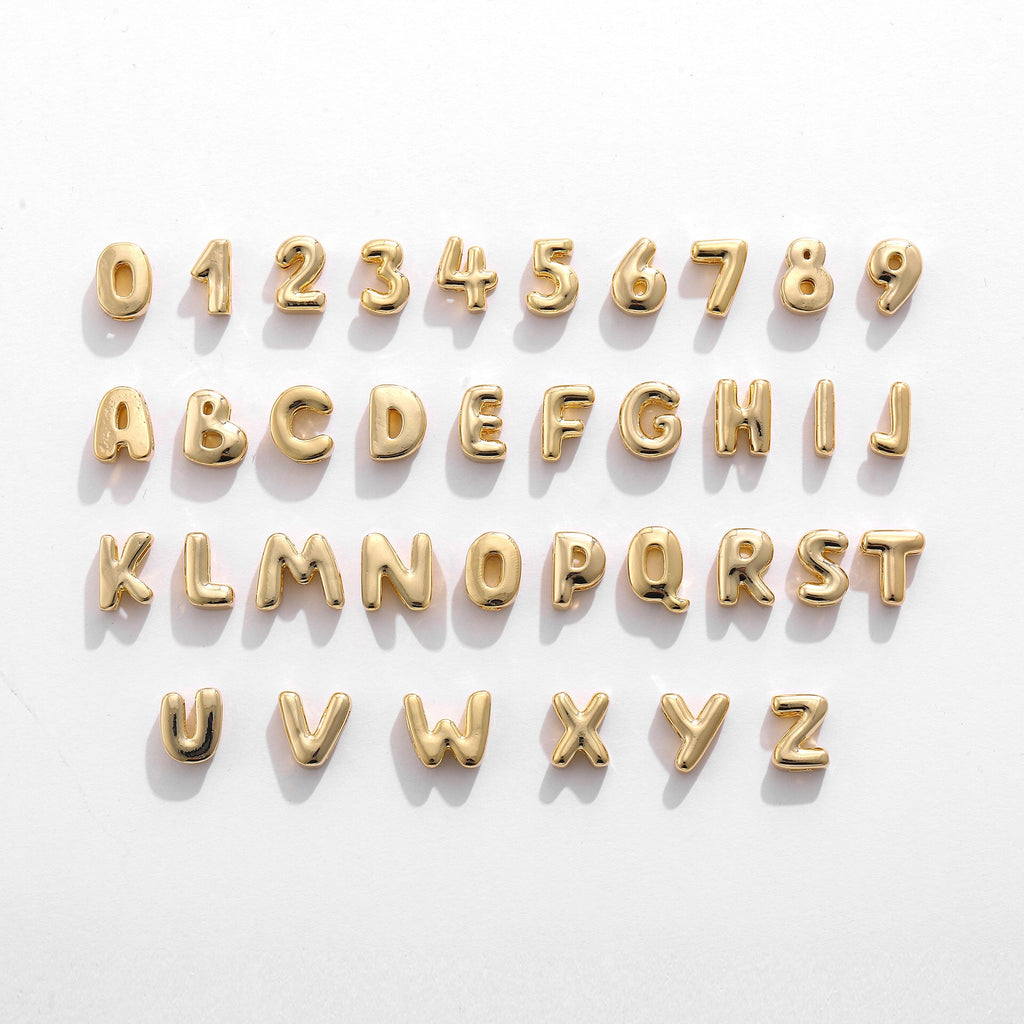 18K Gold and Silver Icon Bubble Letter Initial Custom Name Necklace