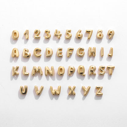 18K Gold and Silver Icon Bubble Letter Initial Custom Name Necklace