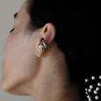 18K Gold Unique Huggie Ear Cuffs