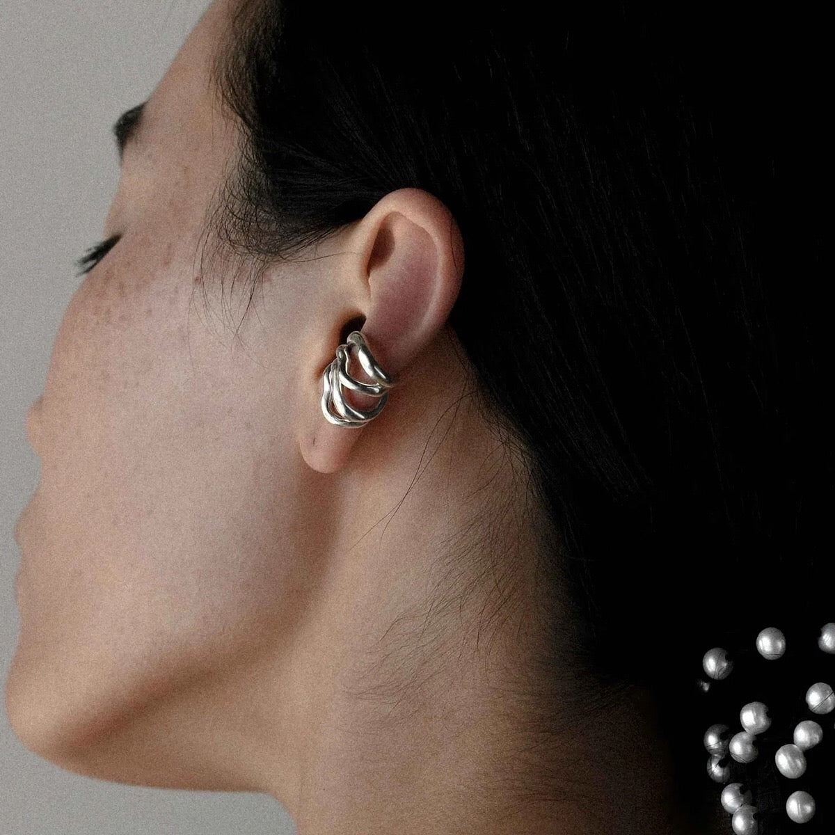 18K Gold Unique Huggie Ear Cuffs