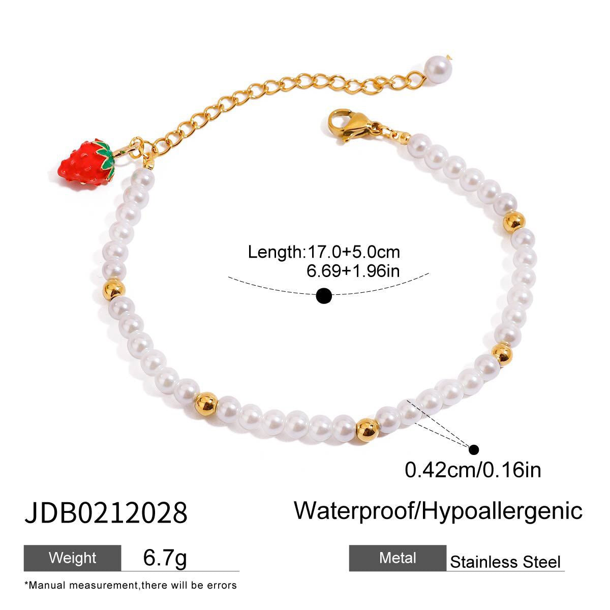 18K Gold Waterproof Red Cherry Trendy Hand Jewelry Chain Bracelet