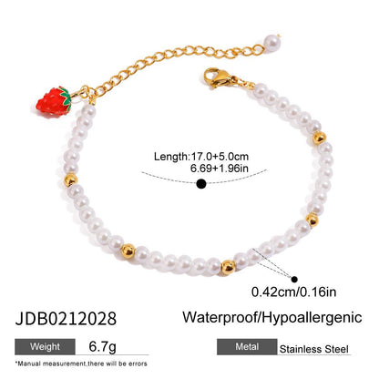 18K Gold Waterproof Red Cherry Trendy Hand Jewelry Chain Bracelet