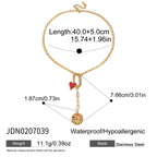 18K Gold Red Heart Charm Pendant Necklace