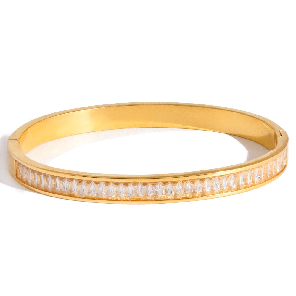 18K Gold Endless Glow Statement Tennis Bangle Bracelet